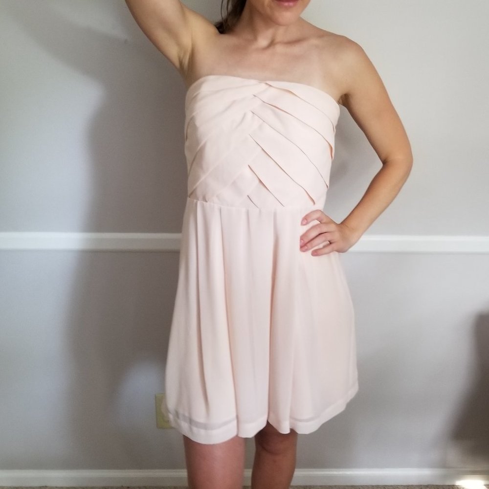 Express Light Pink Strapless Flowy Lined Dress